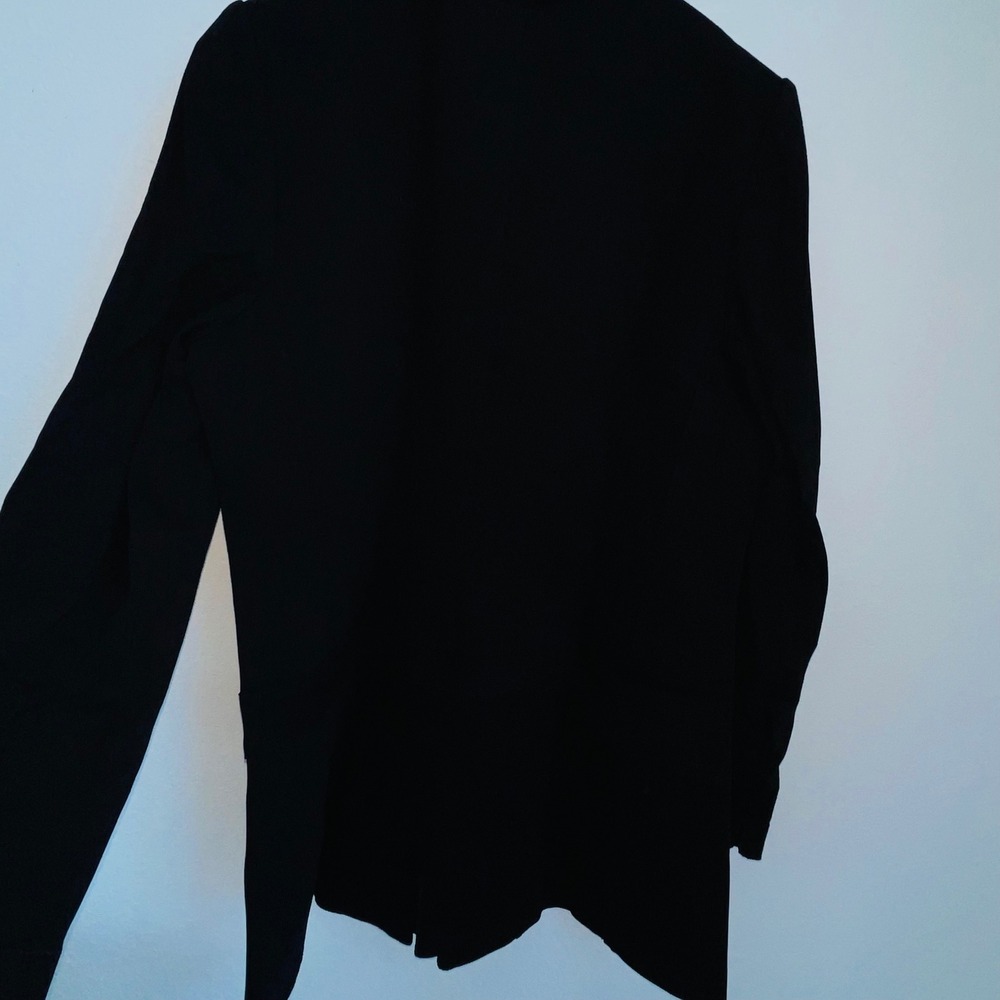 Marie Saint Pierre Black Structured Hook Closure Pleated Peplum Blazer Jacket